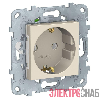 Механизм розетки UNICA NEW без защ. шторок с заземл. с быстрозажим. клеммами16А 250В беж. SchE NU505644