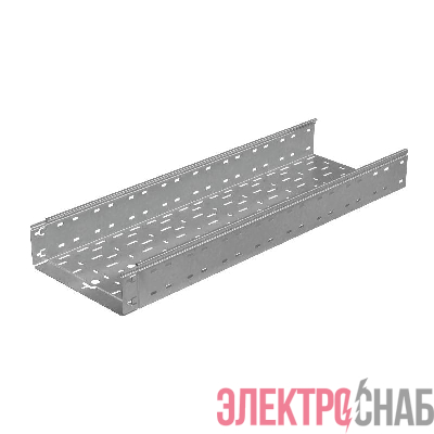 Лоток листовой перфорированный 300х100 L3000 сталь 0.8мм "БЫСТРЫЙ МОНТАЖ ПЛЮС" LPplus100-300-0.8-3000 оцинк. КМ PL0277