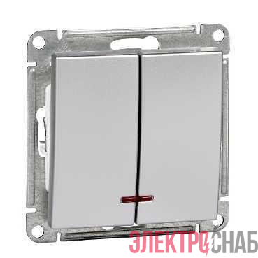 Выключатель 2-кл. СП W59 10А IP20 10AX с подсветкой механизм матов. хром SE VS510-251-5-86