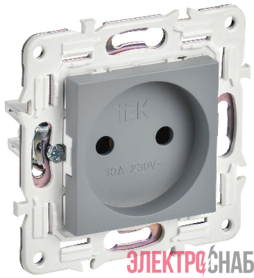 Розетка SKANDY 10А без заземл. без защ. шторок SK-R02Gr сер. IEK SK-R10-10-K03