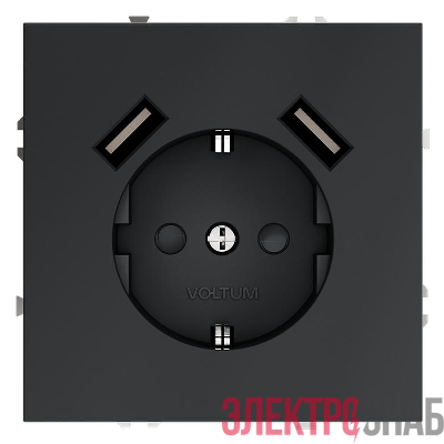 Розетка 1-м СП S70 16А с USB A+A с заземл. защ. шторки механизм графит Voltum VLS040407