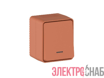 Выключатель 1-кл. ОП AtlasDesign PROFI IP54 10AX с подсветкой терракот. SE ATN547013