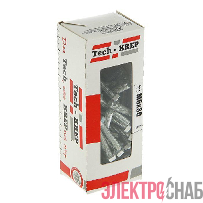 Болт с шестигранной головкой DIN933 М6х30 оцинк. (уп.60шт) Tech-Krep/Zitar 105203
