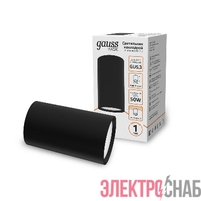 Светильник Basic накладной под лампу GU5.3 черн. GAUSS HD063