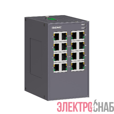 Коммутатор промышленный неуправляемый 16х10/100Base-T(X) портов RJ45 12-48В DC/18-30В AC с резервированием DKC N1000-16T-P2