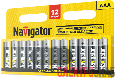 Элемент питания алкалиновый 95 160 NBT-01 AAA LR03 BP12 NAVIGATOR 95160