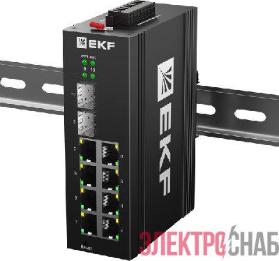 Коммутатор управляемый промышленный уровня L2 TSX-ML2-2GH/SFP-8GT 2 порта 2.5G Base-X SFP 8 портов 10/100/1000Base-T(X) RJ45 монтаж на DIN-рейку TSX EKF TSX-ML2-2GH/SFP-8GT