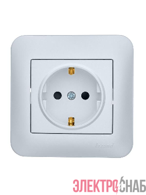 Розетка 1-м СП ASTI 16А IP20 с заземл. защ. шторки термопласт в сборе жемчуж./бел. перламутр. LEZARD 7081-3030-124B