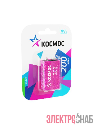 Аккумулятор 6F22 200мА.ч 1BL (блист.1шт) КОСМОС KOCNI-MH6F22(200mAh)