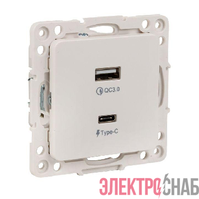 Розетка USB 2-м Стокгольм тип A+C механизм бел. PROxima EKF EYR-2USB-type-C