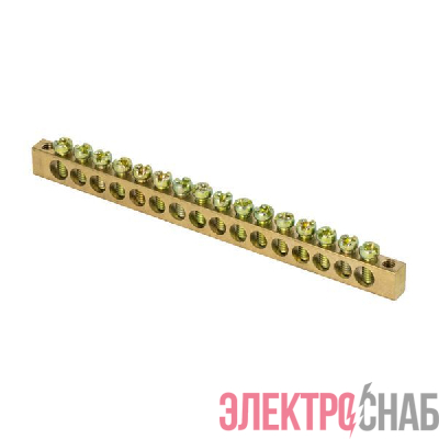 Шина PEN "ноль-земля" 6х9 16 отвер. латунь крепеж по краям PROxima EKF sn0-63-16-k