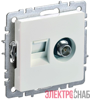 Розетка компьютерная + телевизионная 2-м Brite РТВ/РК12-БрЖ RJ45 кат.5E + TV механизм жемчуж. IEK BR-AK20-1-K36