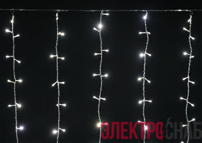 Гирлянда "Занавес" 1.5х1.5м 160LED тепл. бел. IP20 провод прозр. 230В транзит IEK LGDB201-1-160-L1-T-S-20