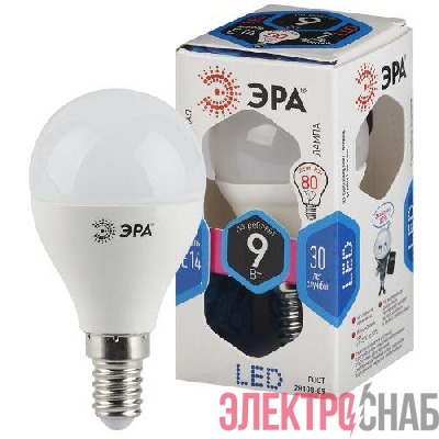 Лампа светодиодная P45-9w-840-E14 шар 720лм Эра Б0029042