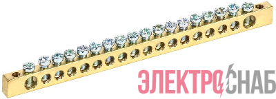 Шина PEN "земля-ноль" 6х9мм 18/2 (18групп/крепеж по краям) IEK YNN11-18-100