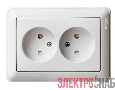 Розетка 2-м СП W59 16А IP20 без заземл. защ. шторки бел. SE RS16-254-18