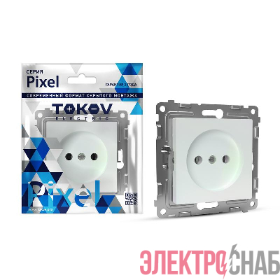 Розетка 1-м СП Pixel 16А IP20 без заземл. защ. шторки механизм перламутр. TOKOV ELECTRIC TKE-PX-R1SF-C04