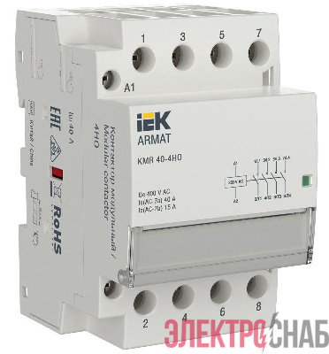 Контактор модульный KMR 40А 230В AC 4НО ARMAT IEK AR-KMR10-040-40-230