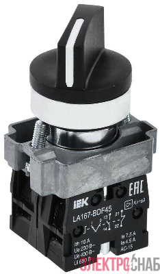 Переключатель LA167-BDF45 на 2 полож. 1НО+1НЗ черн. IEK BSW20-BDF45-3-24-67-2-K02