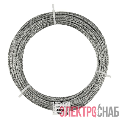 Трос для растяжки 4.0мм DIN 3055 стальной (уп.30м) Tech-Krep/Zitar 127849