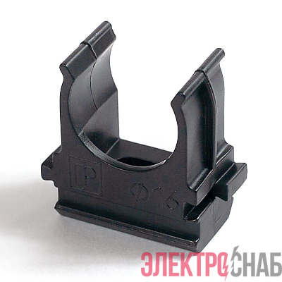 Держатель для труб (клипса) d16мм полистирол черн. (уп.100шт) Промрукав PR.02716ч