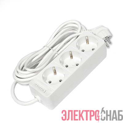 Удлинитель 3х5м с заземл. 10А IP20 2.2кВт ПВС 3х0.75 бел. DOMTOK 2376