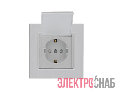 Розетка 1-м с крышкой Karea LINE STAR с заземл. жемчуж. Makel 86100029