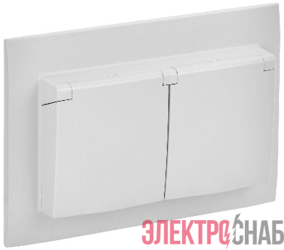 Розетка 2-м SKANDY 16А IP44 с крышкой в сборе SK-R12W арктич. бел. IEK SK-R26-16-44-K01-F