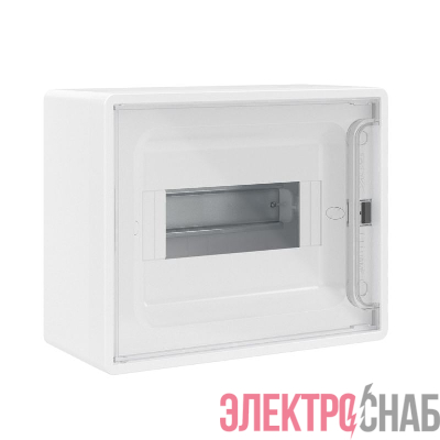 Щиток настенный Фрейм (FRAME) ЩРн-п-8 8мод. с прозр. дверцей с 2 шинами PEN на 6 и 8 отверст. бел. DKC F08W1WT