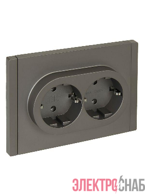 Розетка 2-м СП FORTE&PIANO FP524 16А с заземл. без защ. шторок безвинт. крепл. сталь IEK FP-R21-16-1-K46