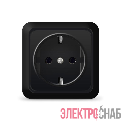 Розетка 1-м ОП Олимп 16А IP20 с заземл. черн. Universal 2227