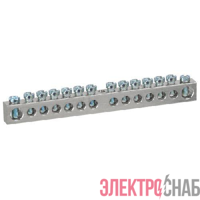 Шина PEN земля-ноль 6х9мм 14/1 никелированная с креплениями по центру NO-224-82 Эра Б0062876