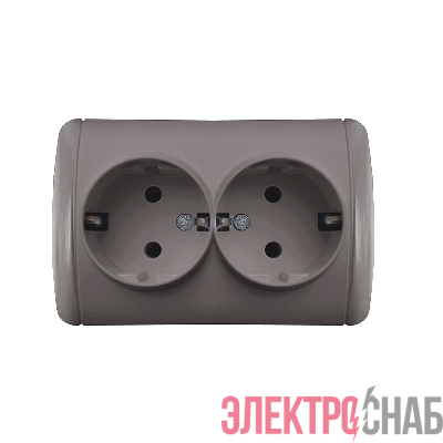 Розетка 2-м ОП Клио 16А IP44 с заземл. сер. UNIVersal К2231-Gr
