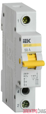 Выключатель-разъединитель трехпозиционный 1п ВРТ-63 50А IEK MPR10-1-050