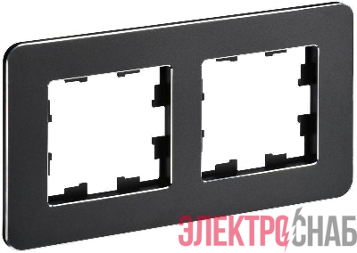 Рамка 2-м BRITE РУ-2-1-Бр метал. черн. RE IEK BR-M22-M-01-K02
