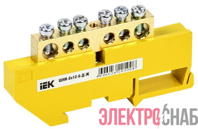 Шина PE &quot;земля&quot; на DIN-изол. ШНИ-8х12-6-Д-Ж IEK YNN10-812-6D-K05