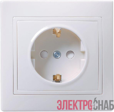 Розетка 1-м СП Кварта РСш10-3-КБ 16А IP20 с заземл. защ. шторки бел. GENERICA ERK11-K01-16-DM