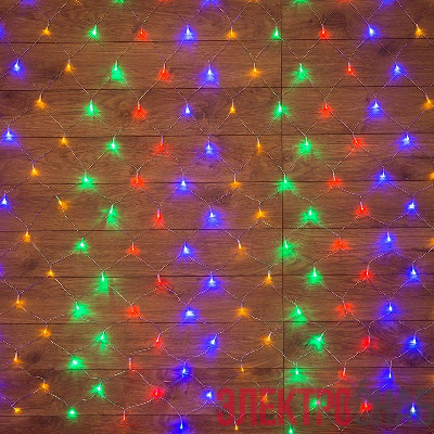 Гирлянда светодиодная "Сеть" 1.8х1.5м 180LED мультиколор 15Вт 220-240В IP20 с контроллером 8 режимов провод ПВХ прозр. Neon-Night 215-139