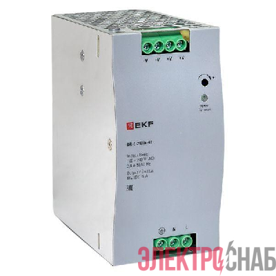 Блок питания на DIN-рейку 240Вт Uвх ~ 220В AC Uвых - 48В DC постоянного тока EKF DR-E-240W-48