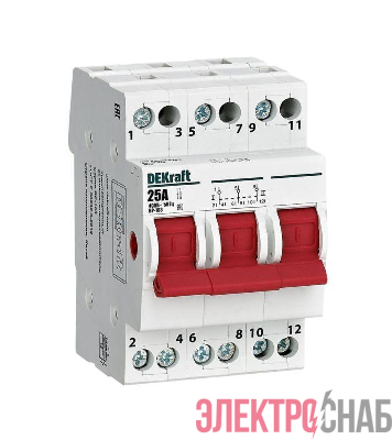 Выключатель-разъединитель трехпозиционный 3P 25А ВР-103 DEKraft 17214DEK