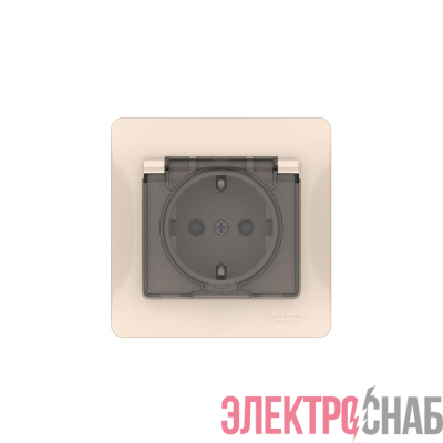 Розетка Glossa 16А IP44 с заземл. защ. шторки с крышкой быстрозажим. клем. в сборе беж. SE GSL000248S