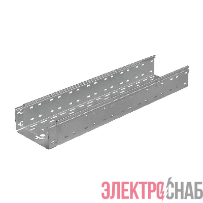 Лоток листовой перфорированный 200х100 L3000 сталь 0.7мм &quot;БЫСТРЫЙ МОНТАЖ ПЛЮС&quot; LPplus100-200-0.7-3000 оцинк. КМ PL0272