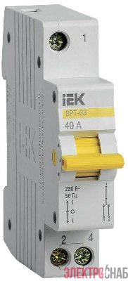 Выключатель-разъединитель трехпозиционный 1п ВРТ-63 40А IEK MPR10-1-040