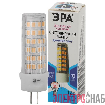 Лампа светодиодная LED JC-5W-12V-CER-840-G4 JC 5Вт капсульная 4000К нейтр. бел. G4 12В Эра Б0049088