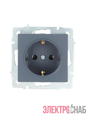 Розетка 1-м СП Vesna с заземл. ПБТ механизм графит LEZARD 742-3488-122B
