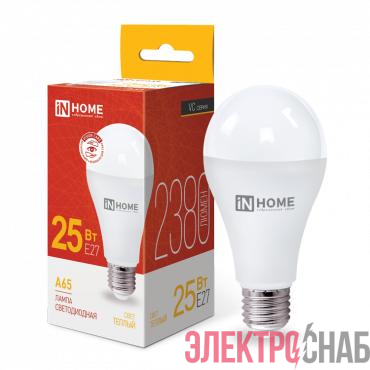 Лампа светодиодная LED-A65-VC 25Вт грушевидная 3000К тепл. бел. E27 2380лм 230В IN HOME 4690612024066