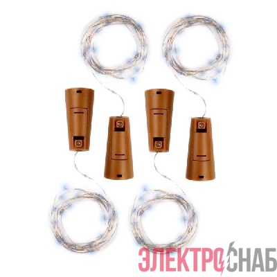 Гирлянда DC-G04-20WS4 пробки 20LED 3x(LR44/LR1154/AG13/G13) (в компл.) (уп.4шт) бел. ФАZА 5047952