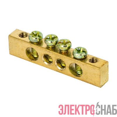 Шина PEN "ноль-земля" 8х12 4 отвер. латунь крепеж по краям PROxima EKF sn0-125-4-k