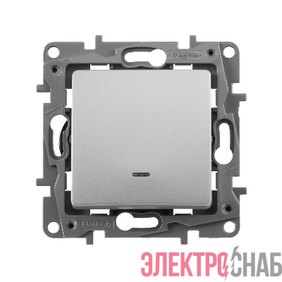 Выключатель 1-кл. СП Etika 10А IP20 250В 10AX с подсветкой/индикацией безвинтов. зажимы механизм алюм. Leg 672403
