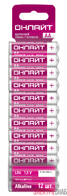 Элемент питания алкалиновый 90 636 OBT-ALK-LR6-BP12 (блист.12шт) ОНЛАЙТ 90636